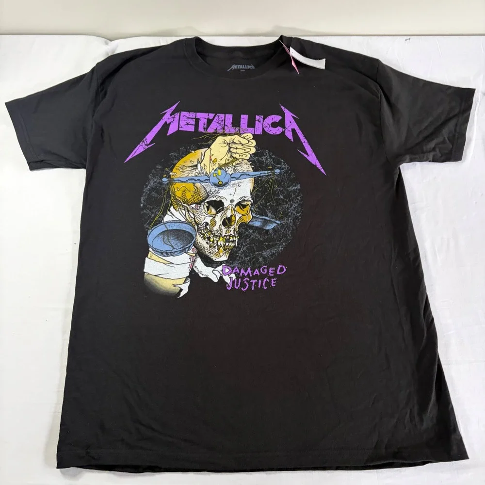 Metallica Damaged‎ Justice Graphic T-Shirt Black Pushead Skull Band Tee SM/MD